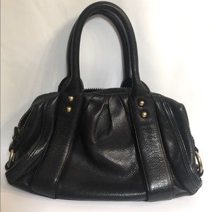 BANANA REPUBLIC BLACK PEBBLE LEATHER SATCHEL PURSE